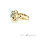 Damenring mit Blautopas und 6 Diamanten echt Gold 585 Ringweite 53
