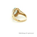 Damenring mit Blautopas und 6 Diamanten echt Gold 585 Ringweite 53