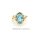 Damenring mit Blautopas und 6 Diamanten echt Gold 585 Ringweite 53
