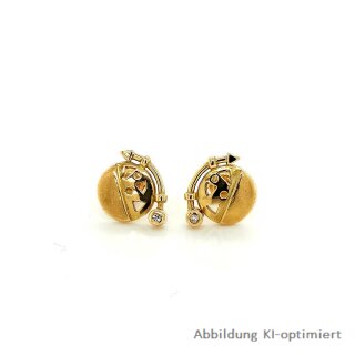 Runde Ohrstecker mit Pfeil und Diamant echt Gold 750 matt/Glanz 13x10mm