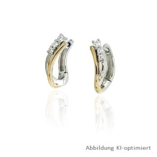 Creolen bicolor mit Brillant echt Gold 585 Glanz 15x10mm