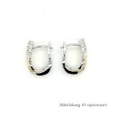 Creolen bicolor mit Brillant echt Gold 585 Glanz 15x10mm