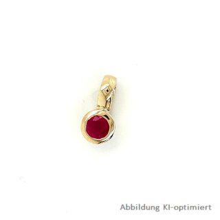 Gleiter Anhänger rund mit Rubin echt Gold 375 Glanz 11x5,5mm