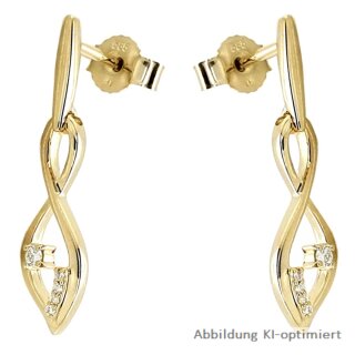 Ohrstecker hängend mit Diamanten echt Gold 585 Glanz 16x6mm