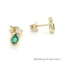 Ohrstecker oval mit Smaragd und Diamant echt Gold 585 Glanz 4x8mm