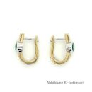 Creolen bicolor mit Smaragd und Diamanten echt Gold 585 Glanz 16x7mm