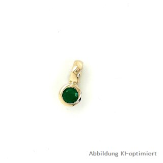 Gleiter Anhänger rund mit Smaragd echt Gold 375 Glanz 11x5,5mm