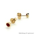 Kleine runde Ohrstecker mit Rubin echt Gold 375 Glanz 3mm