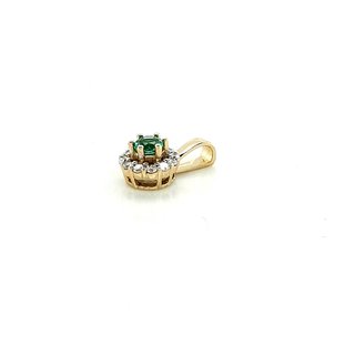 Anhänger rund mit Smaragd und Diamanten echt Gold 585 Glanz 10x6mm
