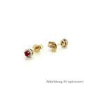 Ohrstecker rund mit Rubin und Diamanten echt Gold 585 Glanz 5mm