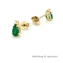 Ohrstecker mit Smaragd Tropfen und Diamant echt Gold 585 Glanz 8,6x5mm
