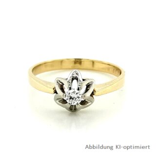 Solitär Ring Verlobungsring 585 Gold/Weißgold Diamant 0,10ct. Ringweite 56