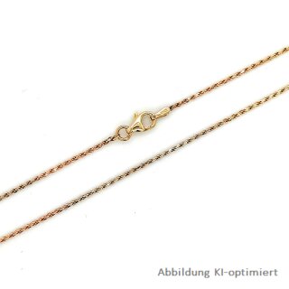 Kordelkette schmal bicolor gelb/rot echt Gold 585 Glanz 1,2mm Länge 45cm