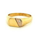 Goldring Siegelring mit Diamant echt Gold 750 Glanz Ringweite 69