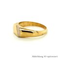 Goldring Siegelring mit Diamant echt Gold 750 Glanz Ringweite 69