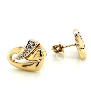 Ohrstecker Herz mit Diamanten echt Gold 585 Glanz 13x10mm