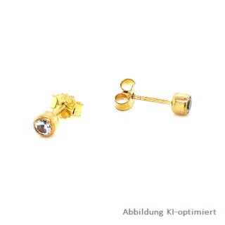 Kleine Runde Ohrstecker mit Zirkonia echt Gold 333 Glanz 3,7mm