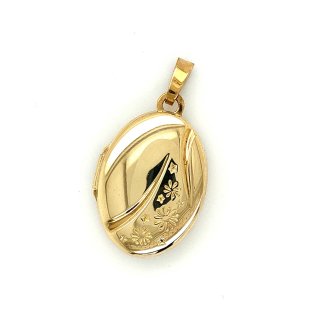 Medaillon Amulett Anhänger echt Gold 333 graviert 25x14mm