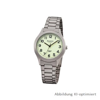 Regent Herrenuhr Metallband Titan 5BAR LEUCHT-Zifferblatt - F-1294