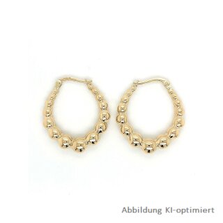 Kugel Creolen oval echt Gold 585 Glanz 26x23mm