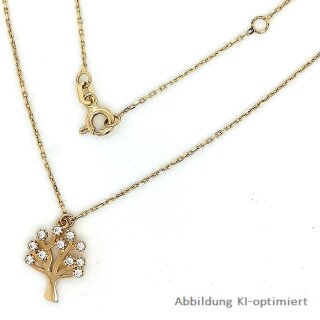 Anhänger Lebensbaum mit Zirkonia echt Gold 585 inkl. Kette 42+3cm