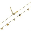 Collier Halskette echt Gold 585 Glanz mit Plättchen und Zirkonia 42+2,5cm