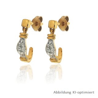 Ohrhänger bicolor echt Gold mit Zirkonia 17x3mm