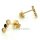 Ohrstecker 3 Zirkonia weiß/blau länglich echt Gold 333 Glanz 8x2mm