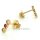 Ohrstecker 3 Zirkonia weiß/rot länglich echt Gold 333 Glanz 8x2mm