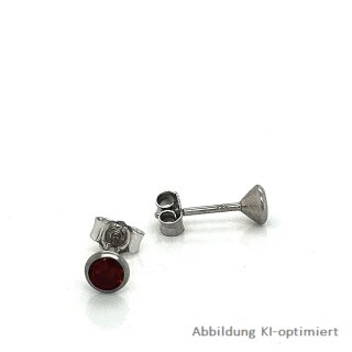 Ohrstecker echt Silber 925 rund mit Zirkonia granatfarben 4mm