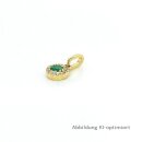 Kleiner runder Anhänger mit Zirkonia grün/weiß echt Gold 333 Glanz 11x5mm