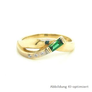Damenring gekreuzt mit Zirkonia und Chromdiopsid echt Gold 333 Ringweite 55