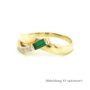 Damenring gekreuzt mit Zirkonia und Chromdiopsid echt Gold 333 Ringweite 55