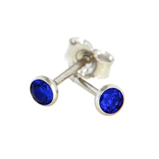 Kleine Ohrstecker rund mit Zirkonia blau echt Silber 925 Glanz 3mm