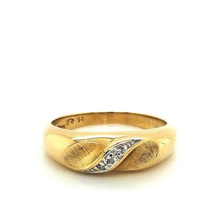 Damenring Schmuckring mit 3 Diamanten echt 14kt Gold 585 Ringweite 55