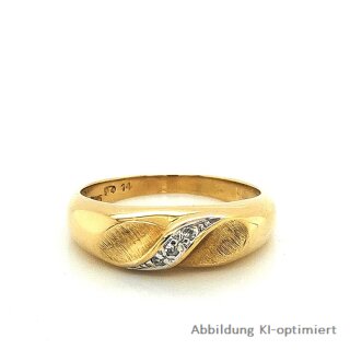 Damenring Schmuckring mit 3 Diamanten echt 14kt Gold 585 Ringweite 55