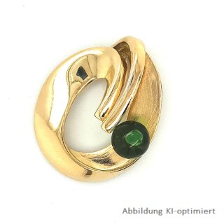 Gleiter Anhänger mit grünem Glasstein echt Silber vergoldet 24x19mm