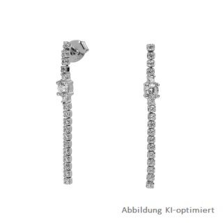 Tennis Ohrstecker lang mit Zirkonia echt Silber 925 Glanz 32x3mm