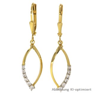 Ohrgehänge Ohrpendel mit Zirkonia echt Gold 333 Glanz 34x8mm
