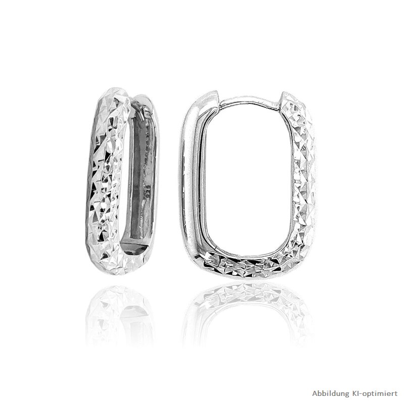 Creolen Aus 925er Silber Vergoldet – Rechteckig, 20,3 Mm, 18 Karat Vergoldung, Nickelfrei