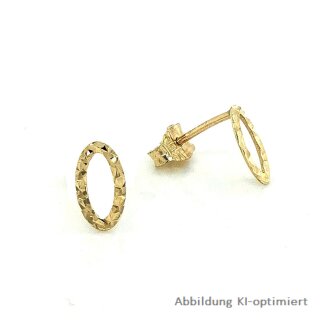 Flache Ohrstecker Oval echt Gold 333 mit Sonnenschliff 4x9mm