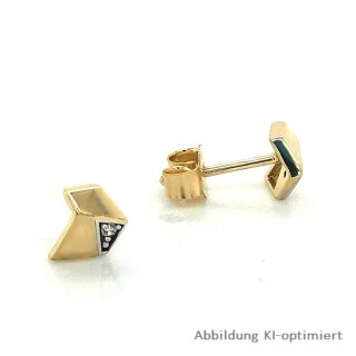 Ohrstecker bicolor mit Zirkonia echt Gold 333 matt/Glanz 5x6mm