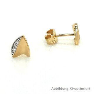 Ohrstecker mit Zirkonia echt Gold 333 matt/Glanz 5x7mm