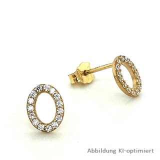 Ohrstecker Oval Zirkonia echt Gold 333 Glanz 6x8mm