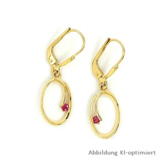 Ohrhänger Ohrgehänge Oval mit Rubin echt Gold 333 Glanz 29x9mm