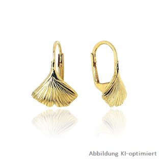 Ohrschmuck Ginkgo echt Gold 333 Glanz 17x12mm
