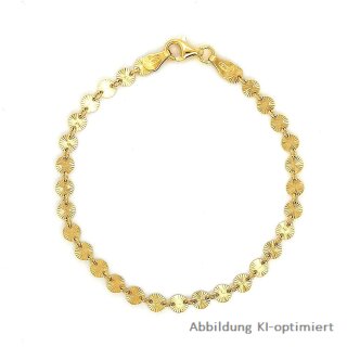 Armband Plättchen mit Sonnenschliff echt Silber 925 vergoldet 19cm