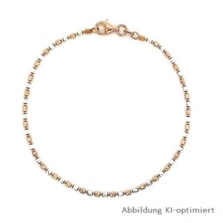 Armband Kugelkette bicolor rot/weiß 1,9mm diamantiert 19cm