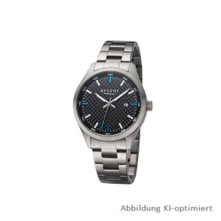 Regent Herrenuhr Titan Metallband Datum 10 Bar