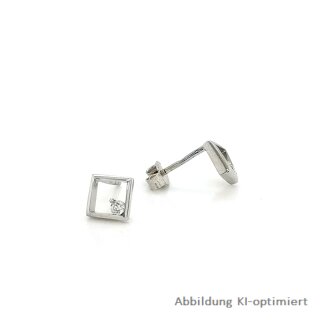 Ohrstecker Karo Quadrat mit Zirkonia echt Silber 925 Glanz 8,5mm